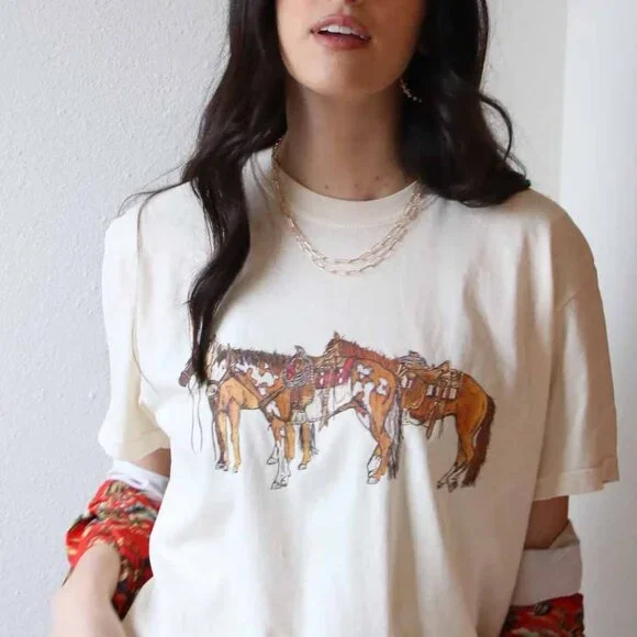 Horsin Around Shirt, Western Graphic Tee - Picture 1 of 3